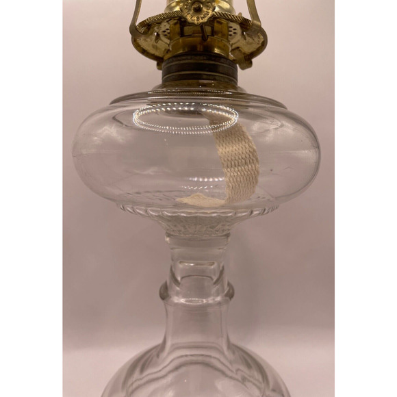 Vintage Lamp Light Farms Oil Kerosene Lamp Footed Clear Glass 18" Tall - Picture 6 of 13